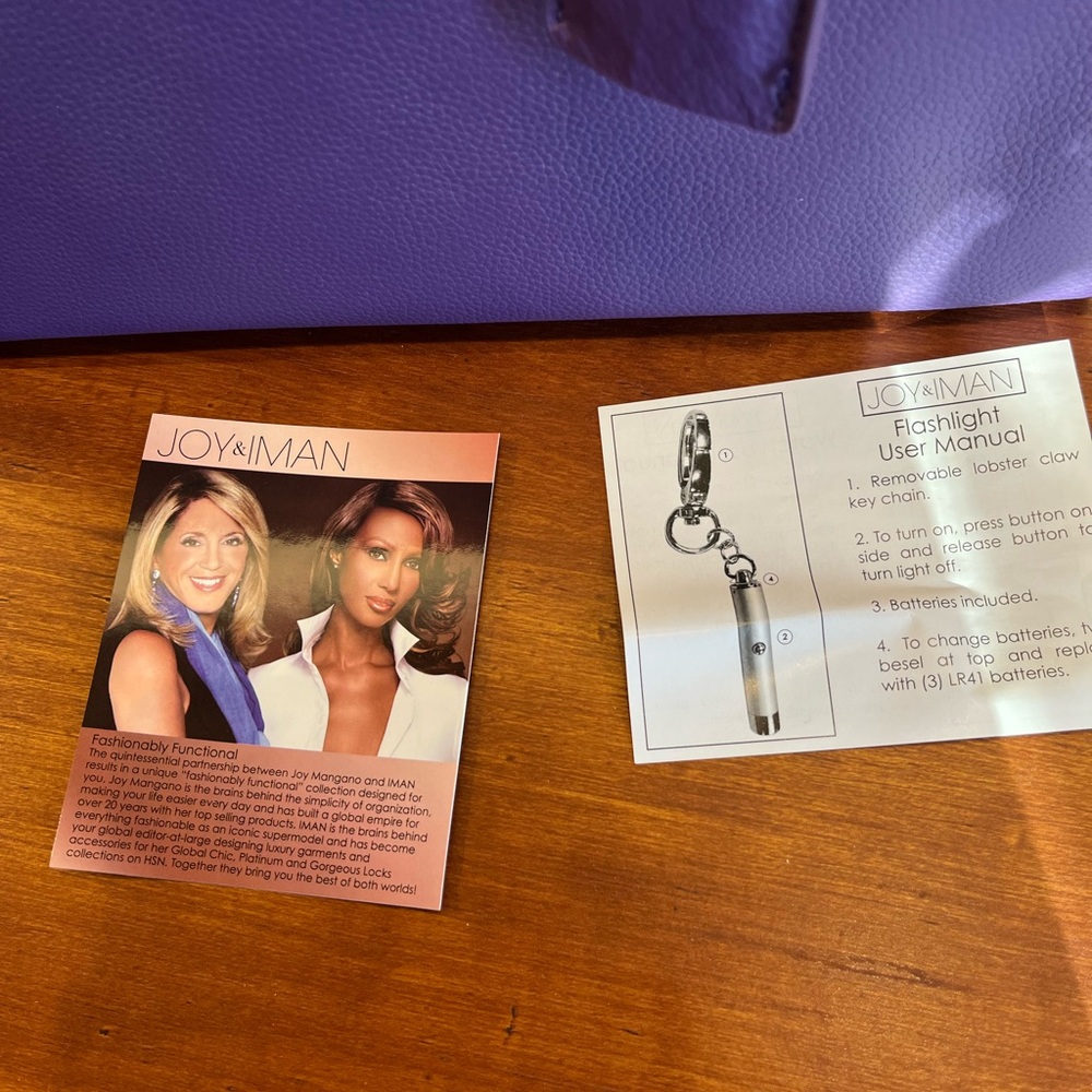 Joy & Iman Purple Leather Satchel Bag NWOT Classic - Picture 5 of 9